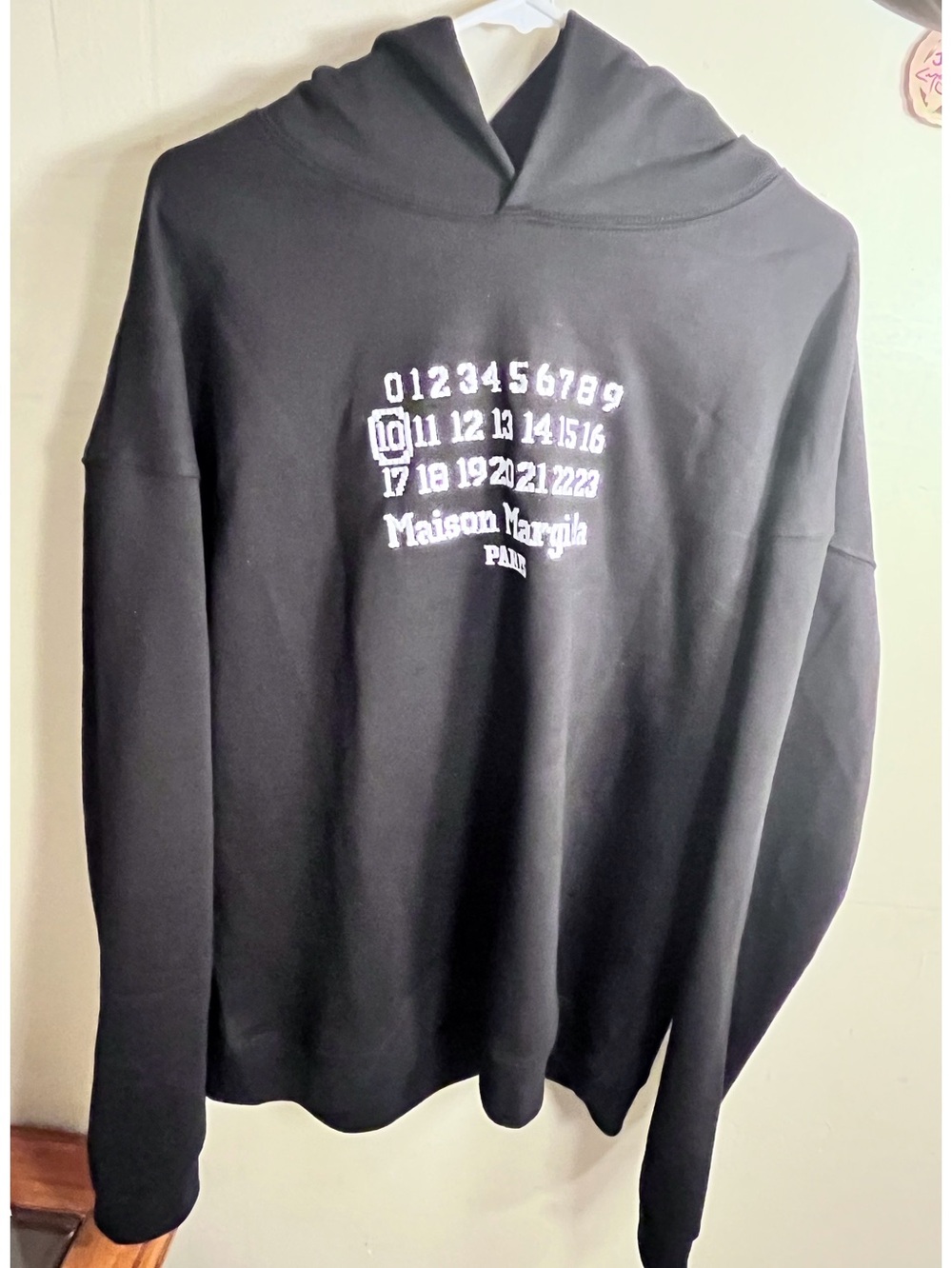 Maison Martin Margiela Black Hoodie with White Numeric Logo